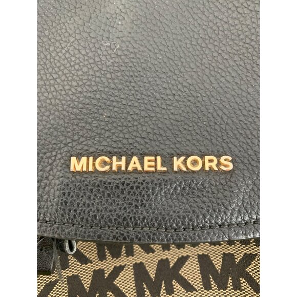 Michael Kors Evie Monogram Canvas & Leather Small Backpack Black/Brown Used - Picture 8 of 16